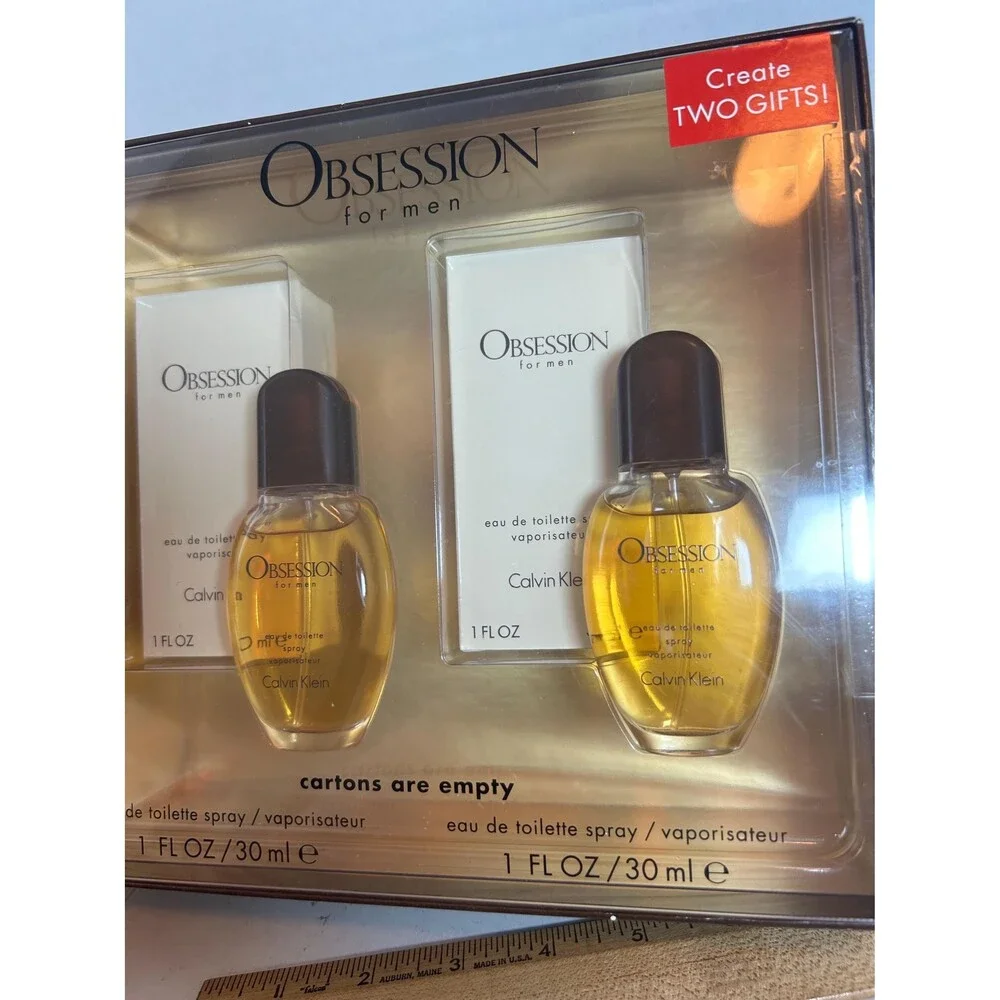 Calvin Klein Obsession for Men Gift Set 2x 1oz EDT Bottles Vintage Display